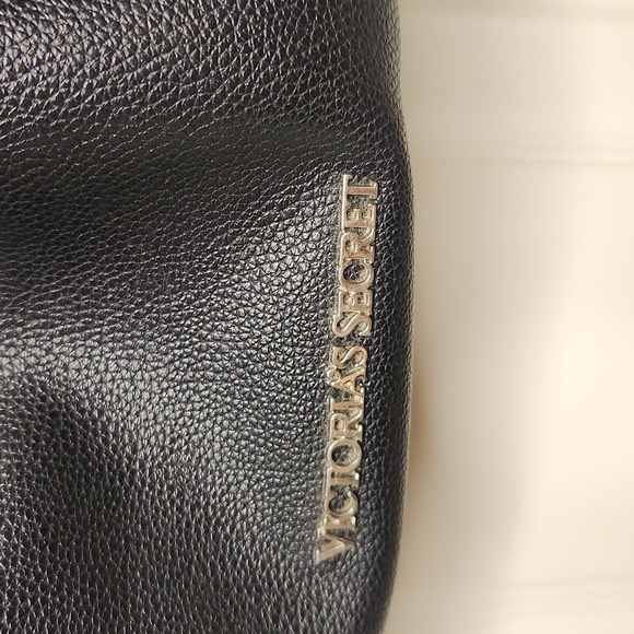 Victoria Secret Black Faux Leather Boho Fringe Backpack Shoulder Bucket Tote Bag - Picture 5 of 12